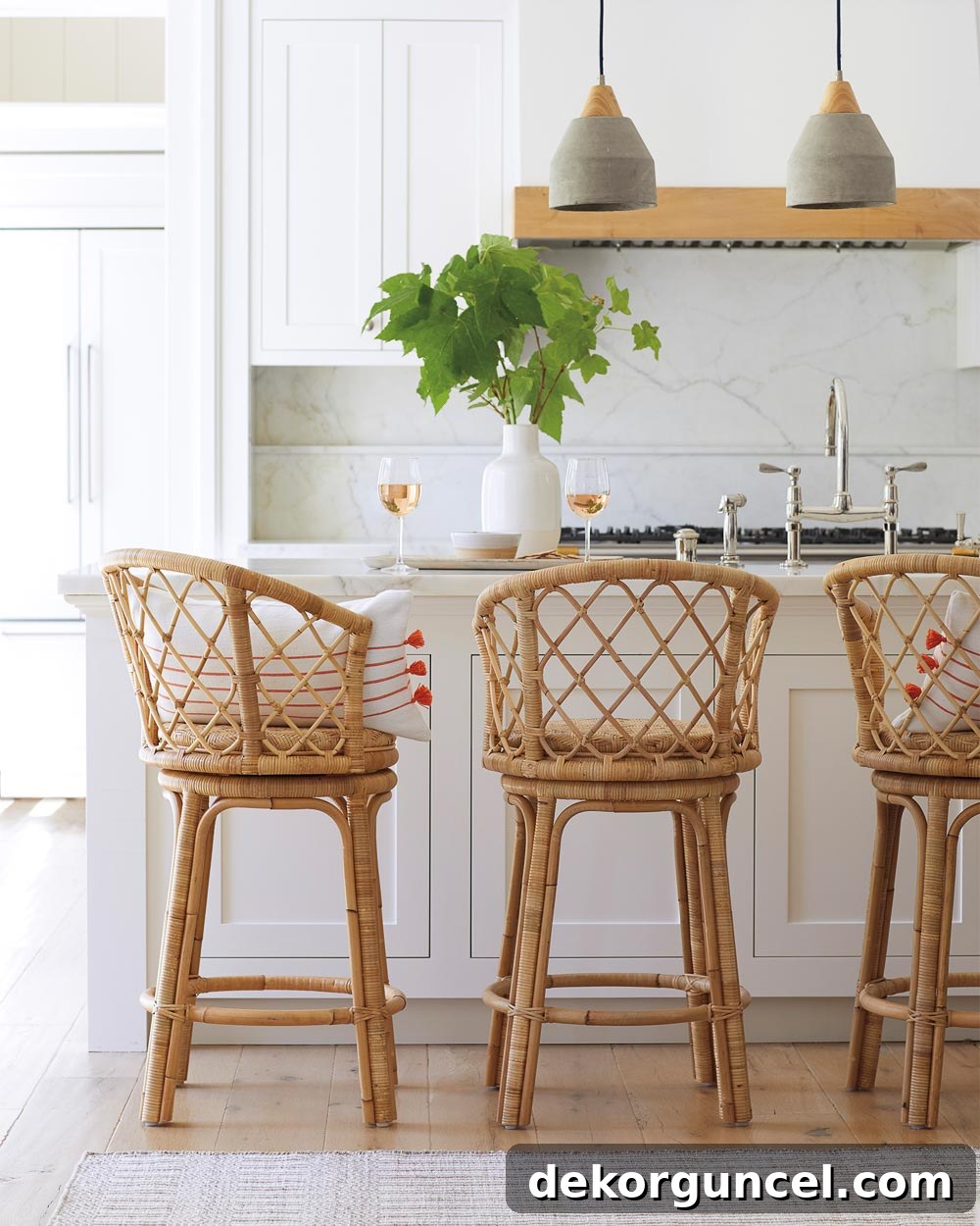 Choosing Kitchen Counter Stools Essential Tips And Favorite Selections 9 Gorgeous natural rattan swivel counter stools - love how gorgeous they look from all angles!