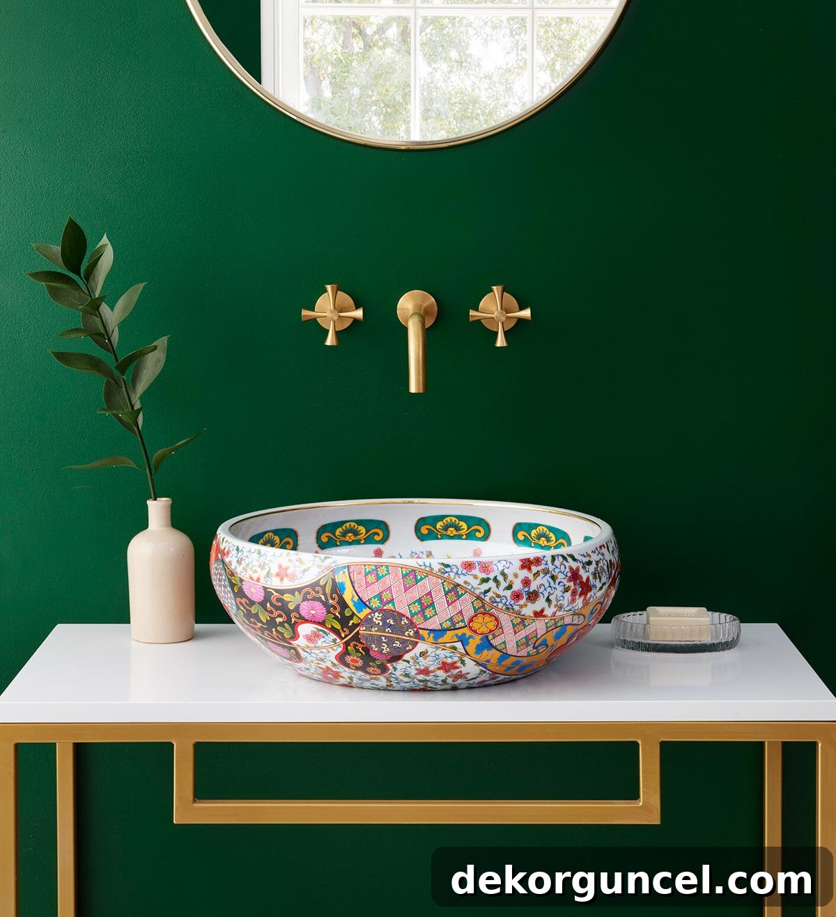 Colorful porcelain sink basin