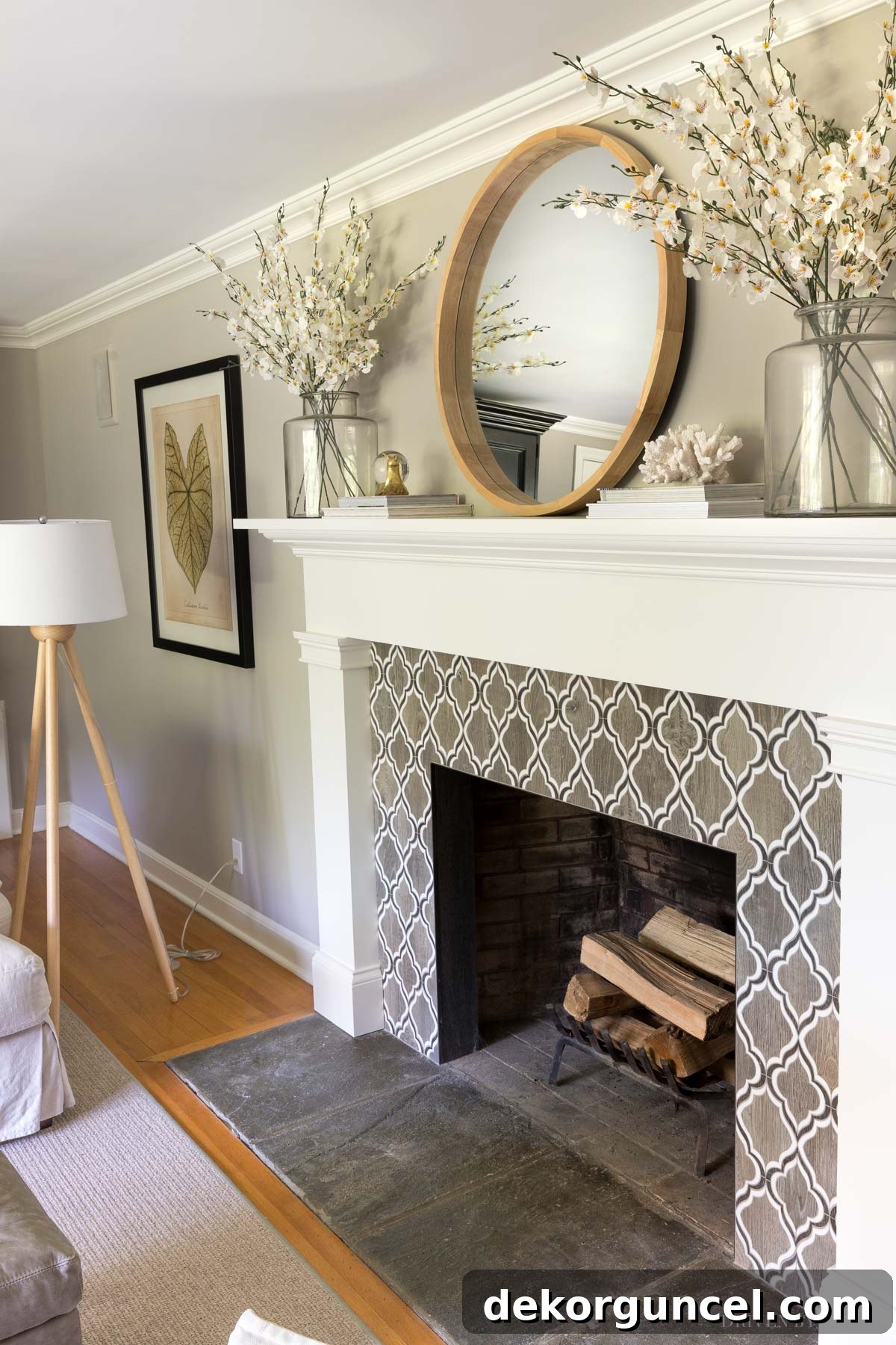 Sherwin Williams Anew Gray Paint Color Review 5 Our living room fireplace with Anew Gray wall color