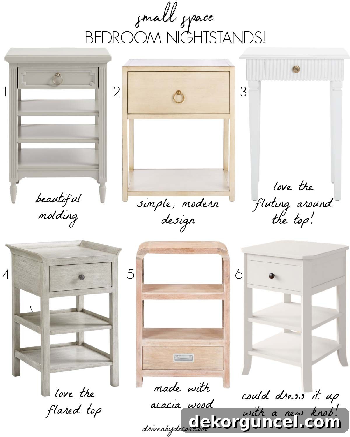 A curated selection of favorite narrow, small-space nightstands, perfect for cozy bedrooms.