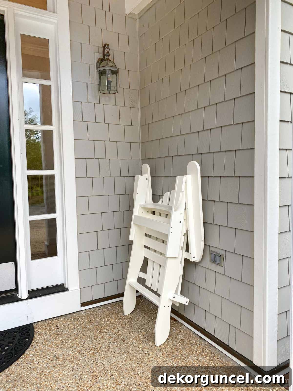 An Adirondack chair designed to fold for effortless storage, combining convenience with classic style.