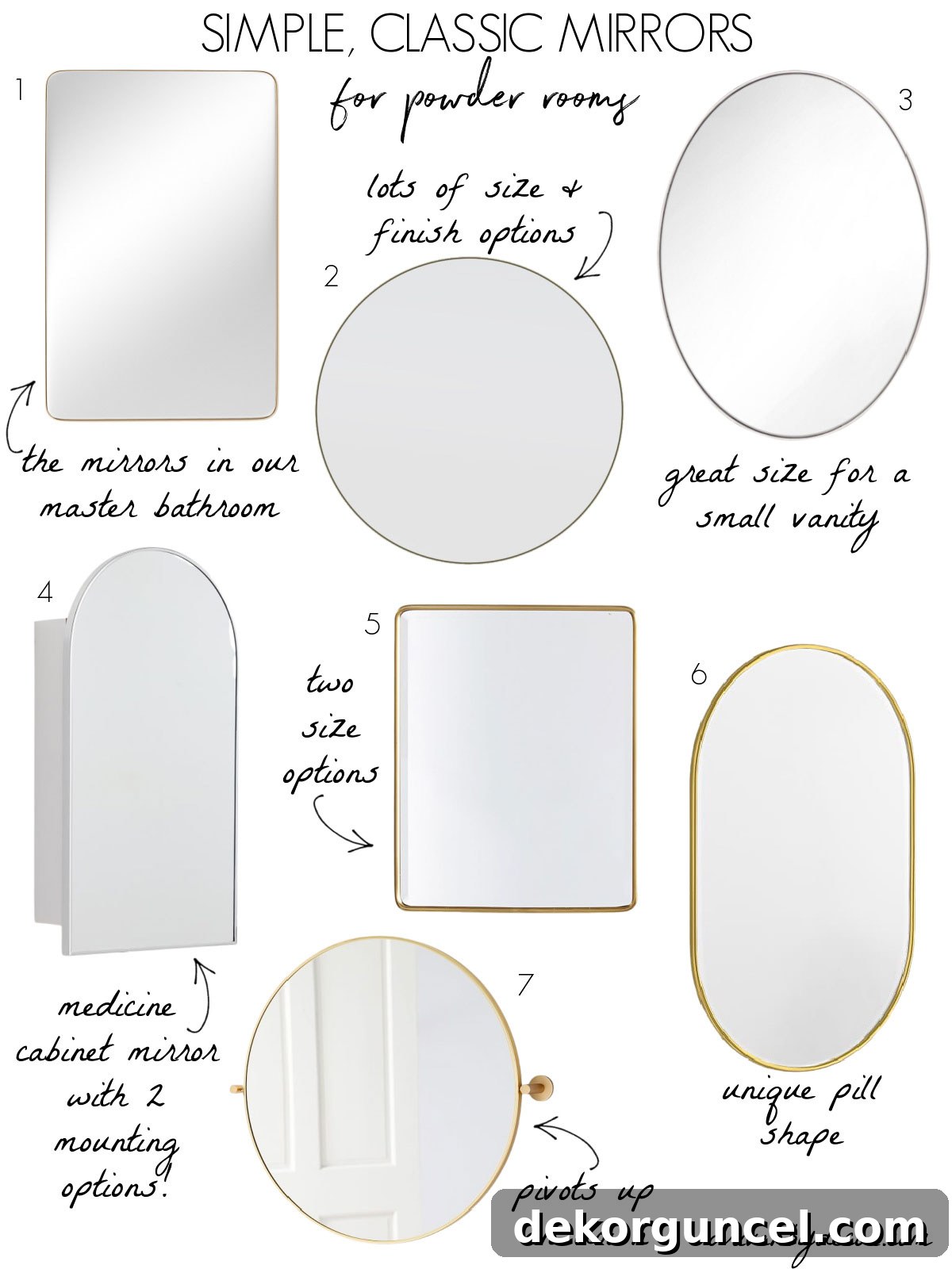 Elevated Powder Room Reflections 5 Collection of simple and classic powder room mirror styles