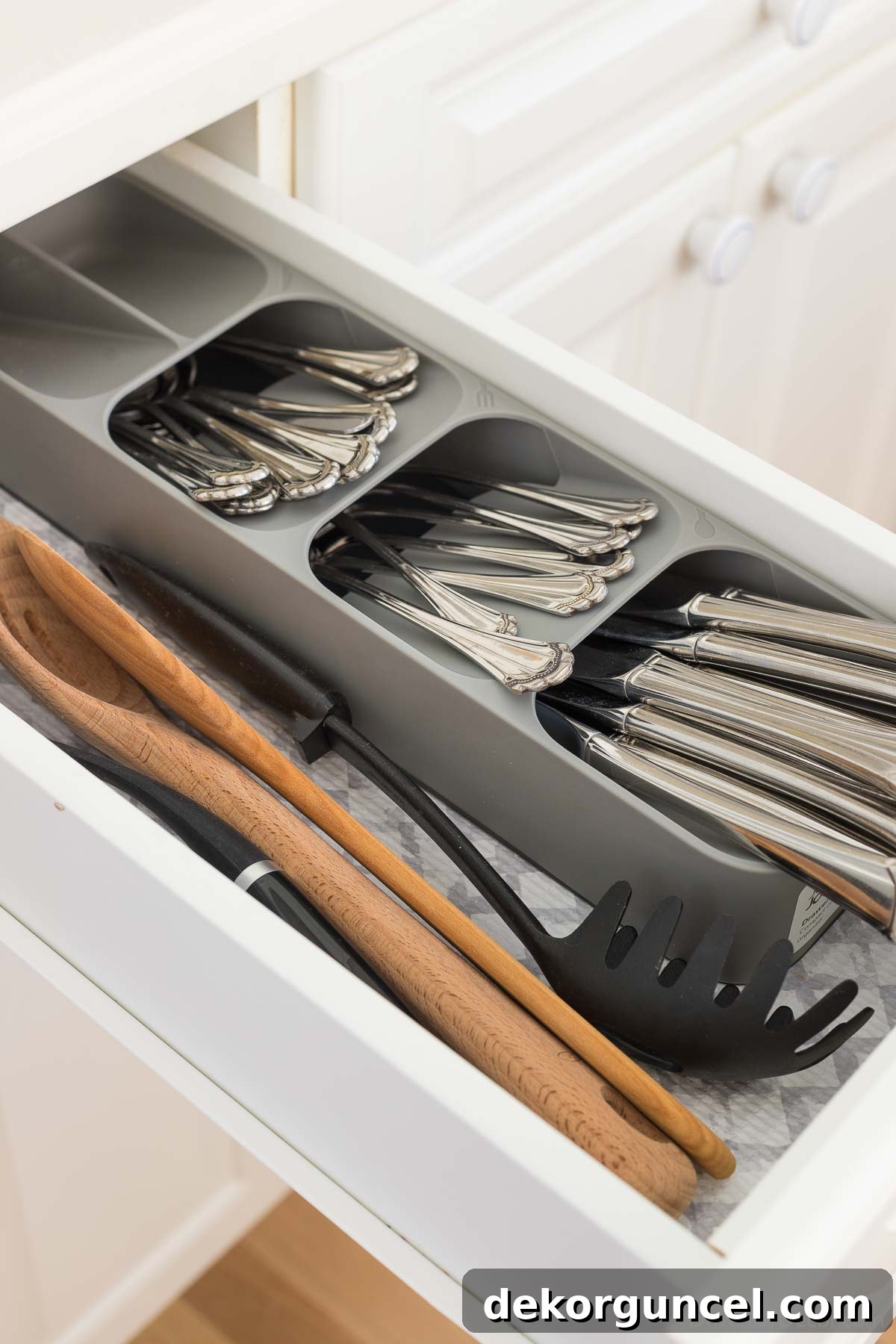 A great kitchen drawer organizer for silverware if you're tight on space!