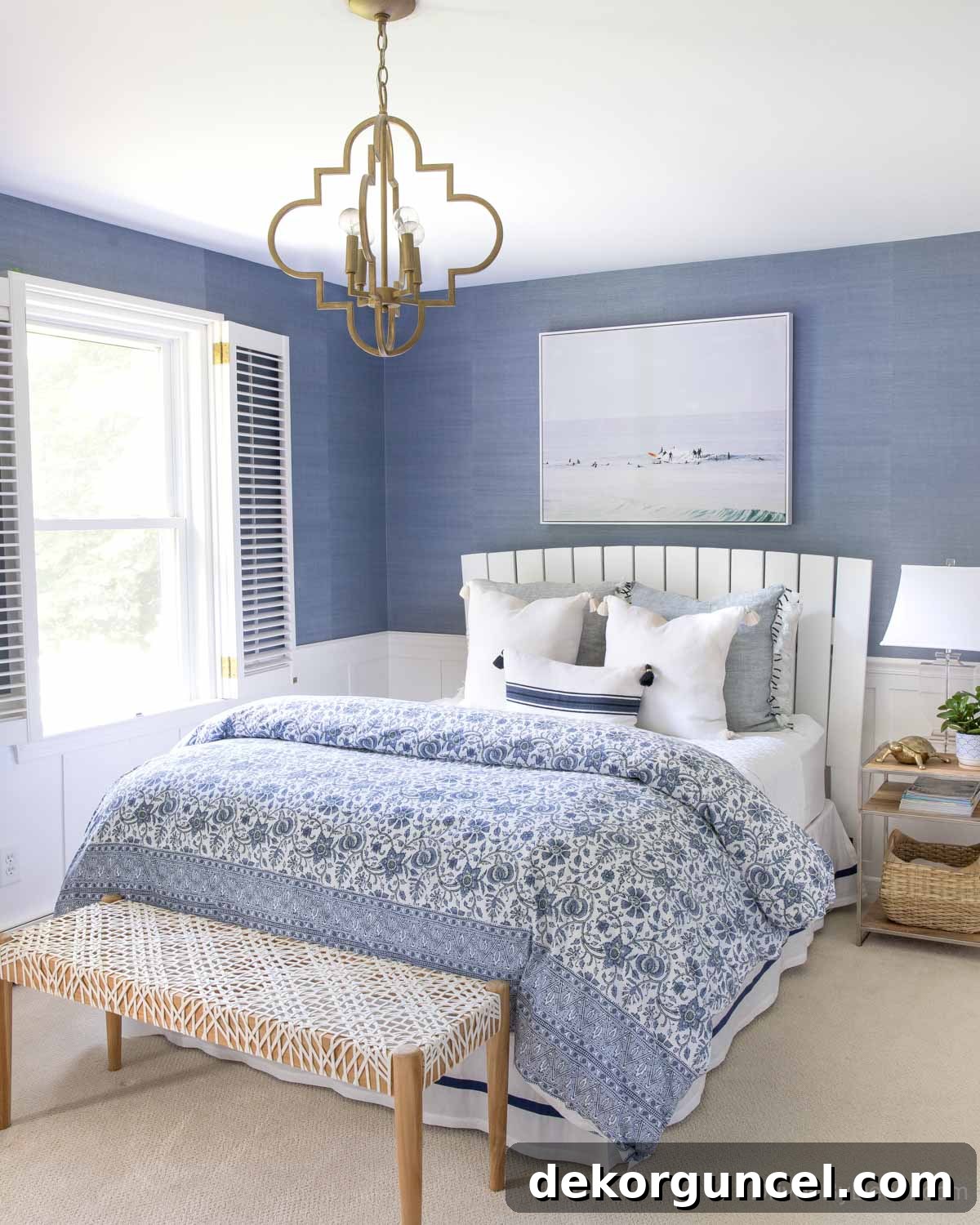 10 Creative Wallpaper Ideas for a Stunning Home Makeover 7 Love the combination of white painted molding on the bottom and grasscloth wallpaper on the top, a classic design choice.