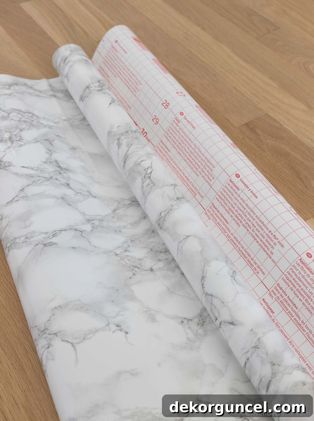High-quality marble contact paper with grid lines for easy cutting