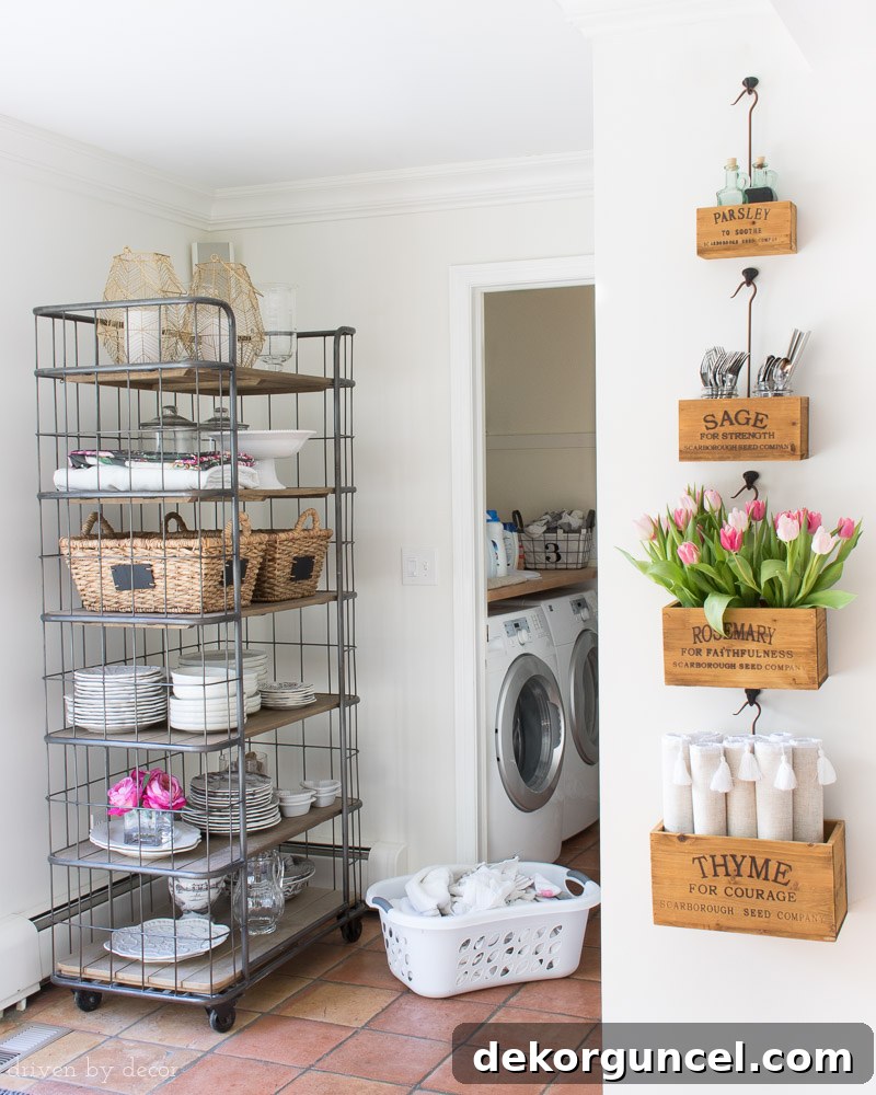 A favorite white paint color! Benjamin Moore White Dove. This soft, warm white with gentle yellow and gray undertones creates an inviting and versatile backdrop for any room, including this charming kitchen.