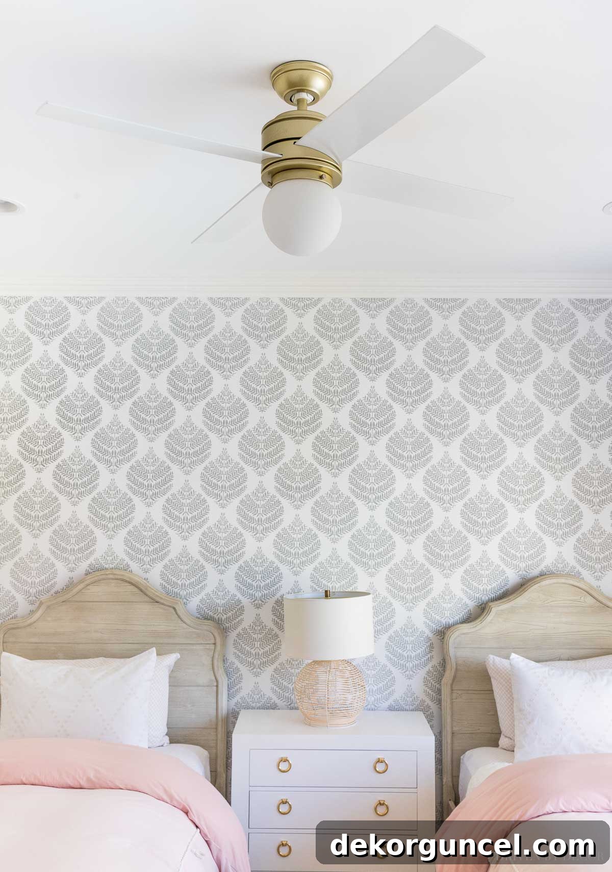 Love this stylish ceiling fan I added to my girls' bedroom