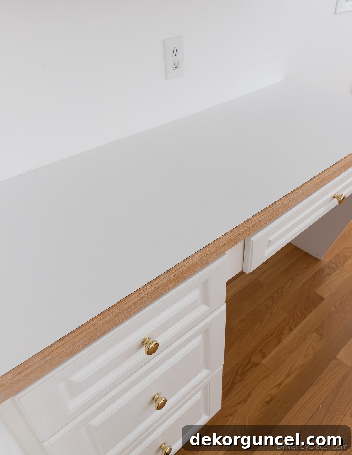 The white laminate countertops I covered with marble contact paper