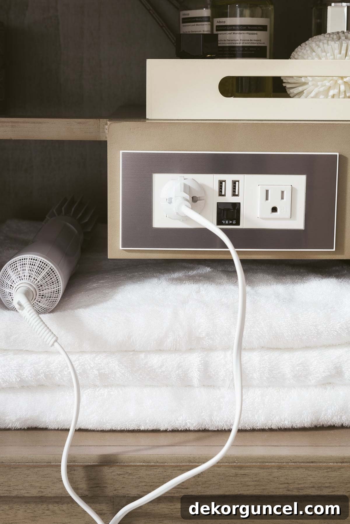 The 8 Hottest Home Decor Trends Defining 2022 14 Built-in bathroom vanity outlet, a practical 2022 home trend for decluttering
