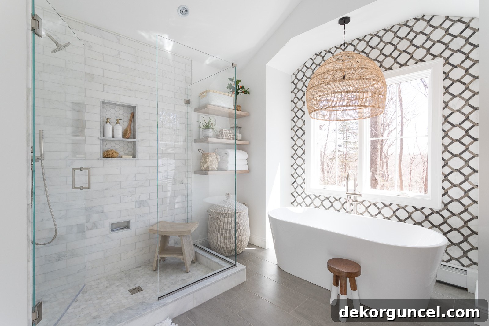The 8 Hottest Home Decor Trends Defining 2022 15 Luxurious master bathroom with a spacious marble shower and elegant freestanding tub