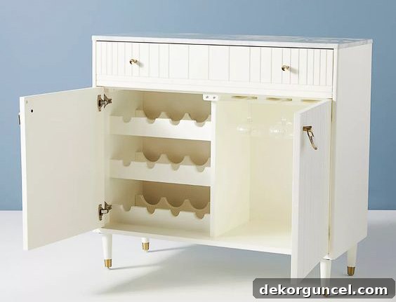 The 8 Hottest Home Decor Trends Defining 2022 18 The trend for creating upscale home bars is evident in stunning pieces like this white paneled bar cabinet!