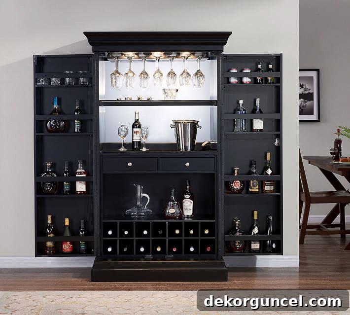 The 8 Hottest Home Decor Trends Defining 2022 19 This large black bar cabinet is a prime example of the 2022 home design trend for upscale home bars!