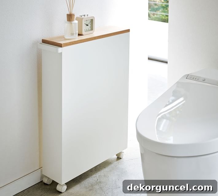Smart Storage Hacks for Tiny Bathrooms 14 This bathroom rolling cart is perfect for storage in a small bathroom