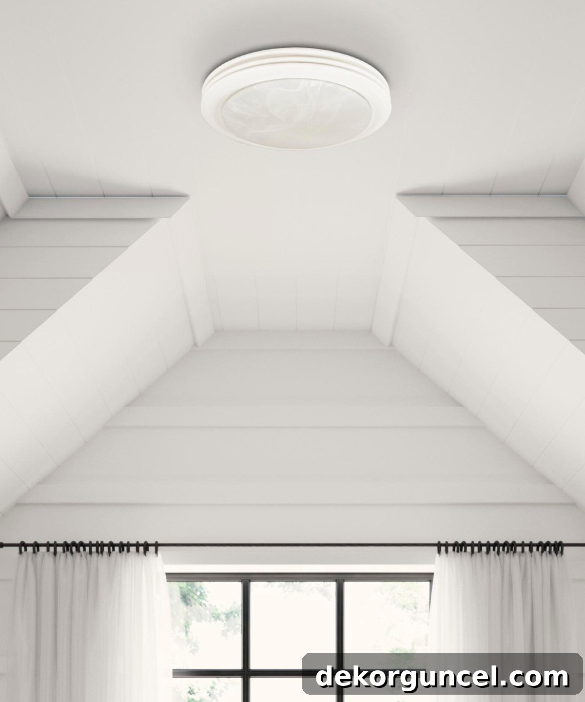 A stylish and modern combination exhaust fan and light, designed to look like a contemporary flush mount fixture, significantly enhancing bathroom design.