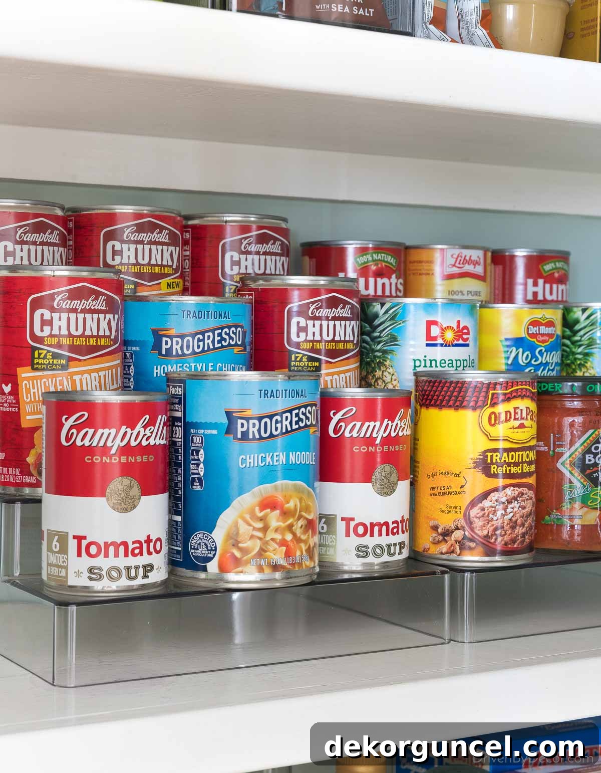 Brilliant Kitchen Cabinet Organization Hacks 3 Organized kitchen cabinet with tiered organizer for cans