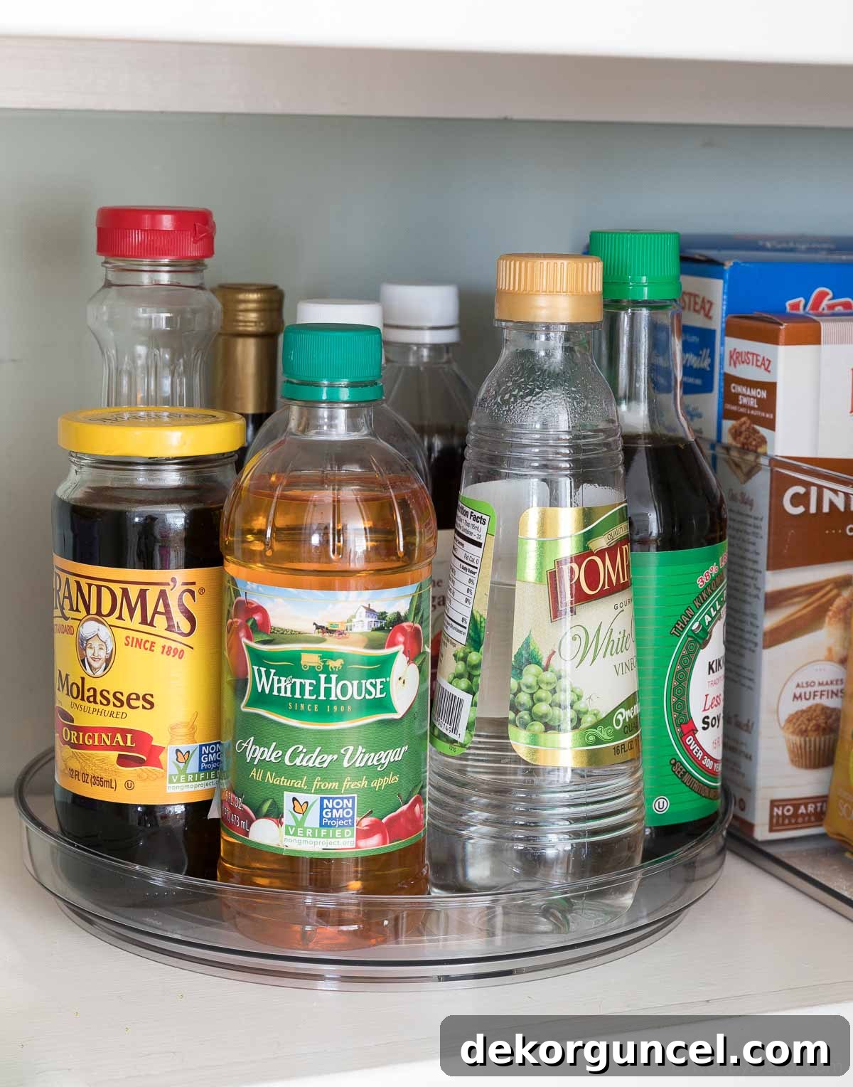 Brilliant Kitchen Cabinet Organization Hacks 7 Cabinet turntable to organize the oils and sauces in your kitchen