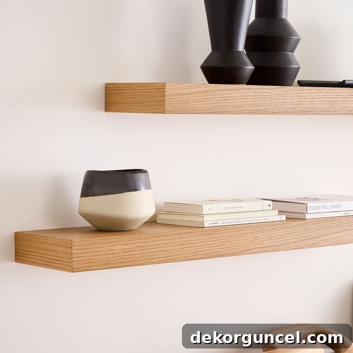 Unlock Vertical Space: Over-The-Toilet Organization 12 Floating oak shelves that are shallow enough to use over a toilet