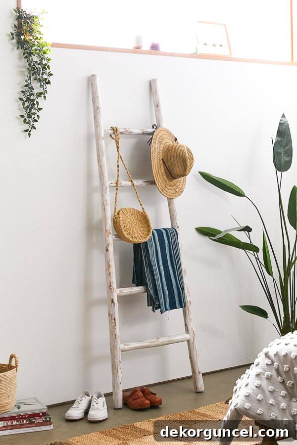 Maximize Your Living Room Corners 10 Brilliant Ideas 6 This blanket ladder is perfect for living room corner decor to fill an empty space!