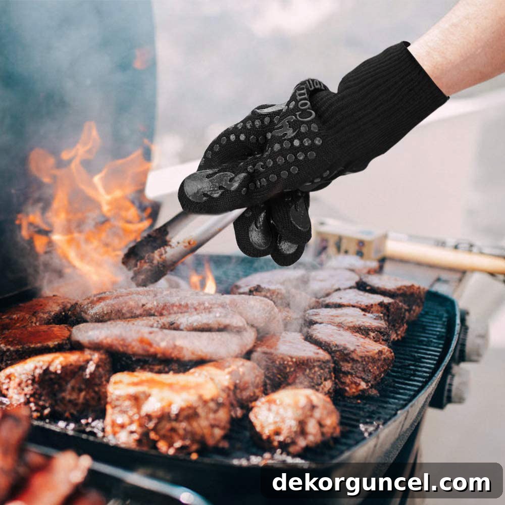 High-quality, heat-resistant grilling gloves offering comfort and protection for any grill master.