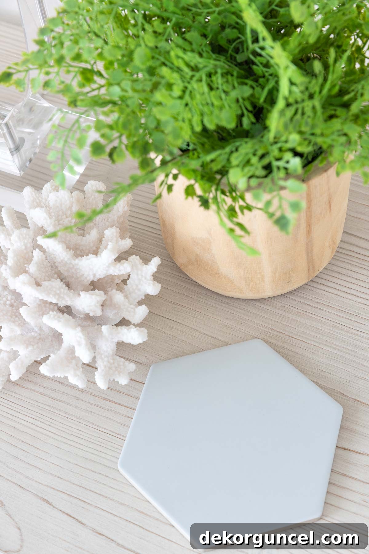 Close-up of a beautiful bluish-gray hexagon tile, a strong contender for our bathroom floor.