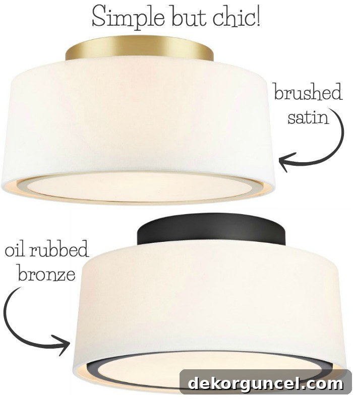Chic flush mount ceiling light with a unique inner gold ring, a personal favorite