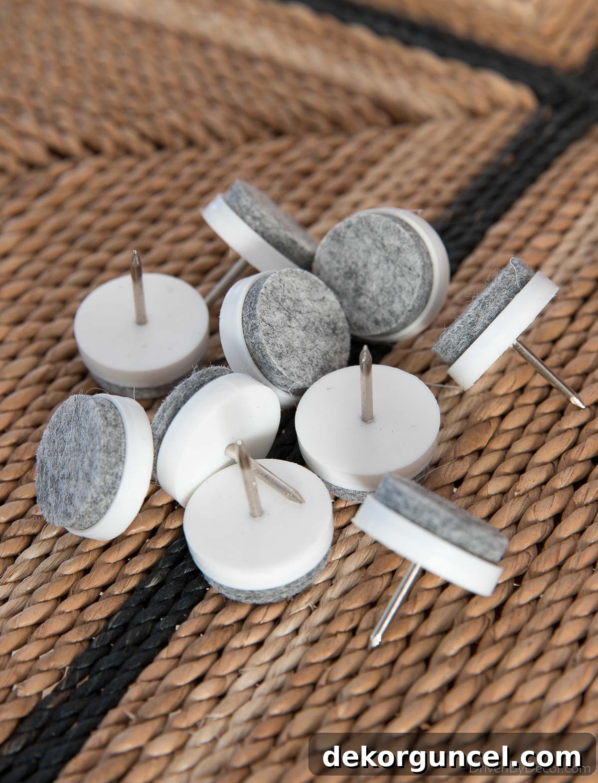 Nail-on felt pads for chair legs to protect hardwood floors