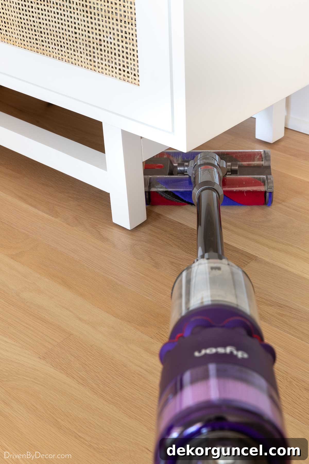 The hardwood floor friendly vacuum that I use for daily clean-ups!