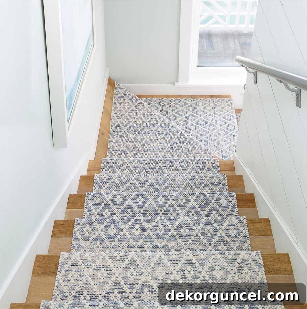 Blue diamond stair runner
