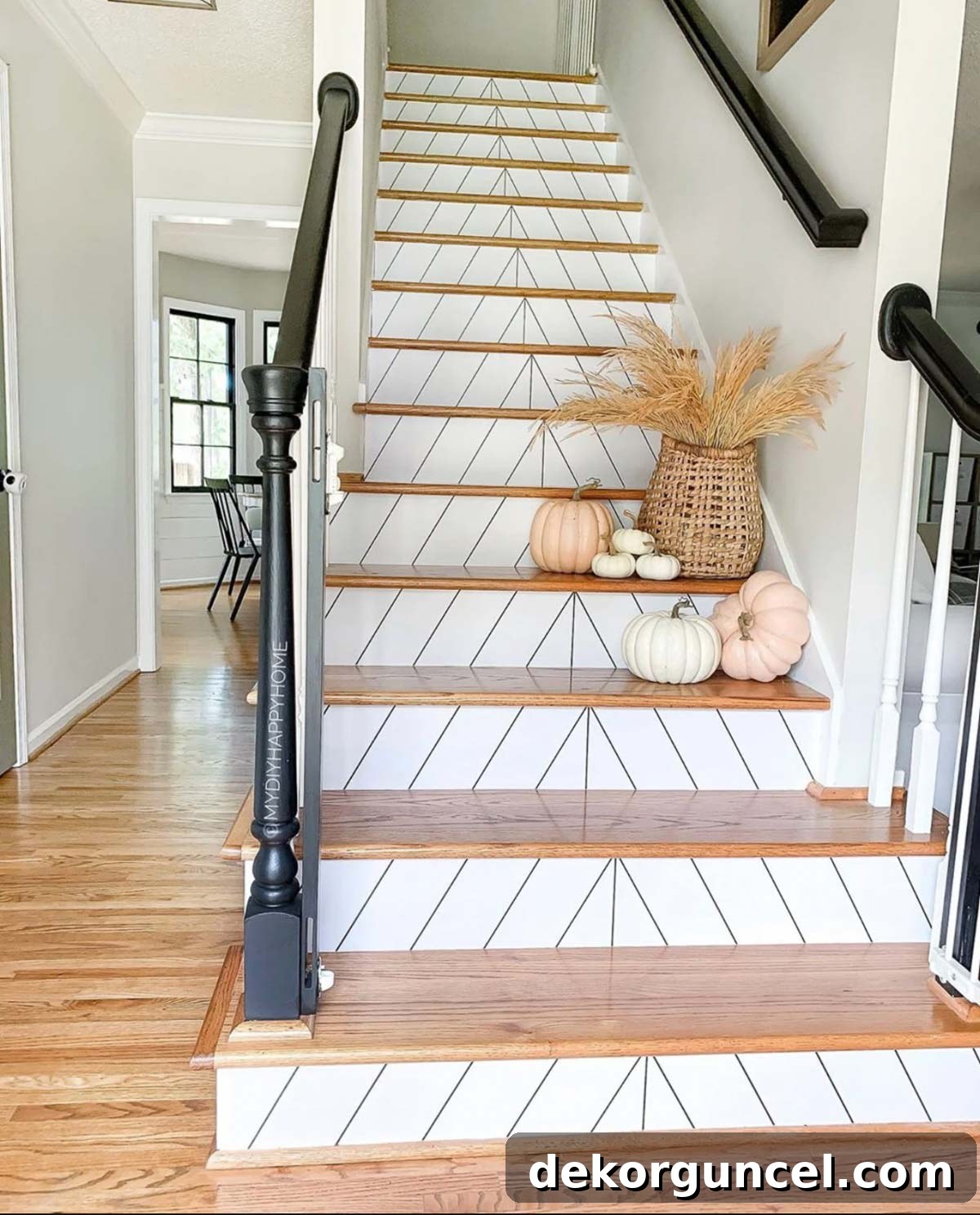 Chevron vinyl stair risers