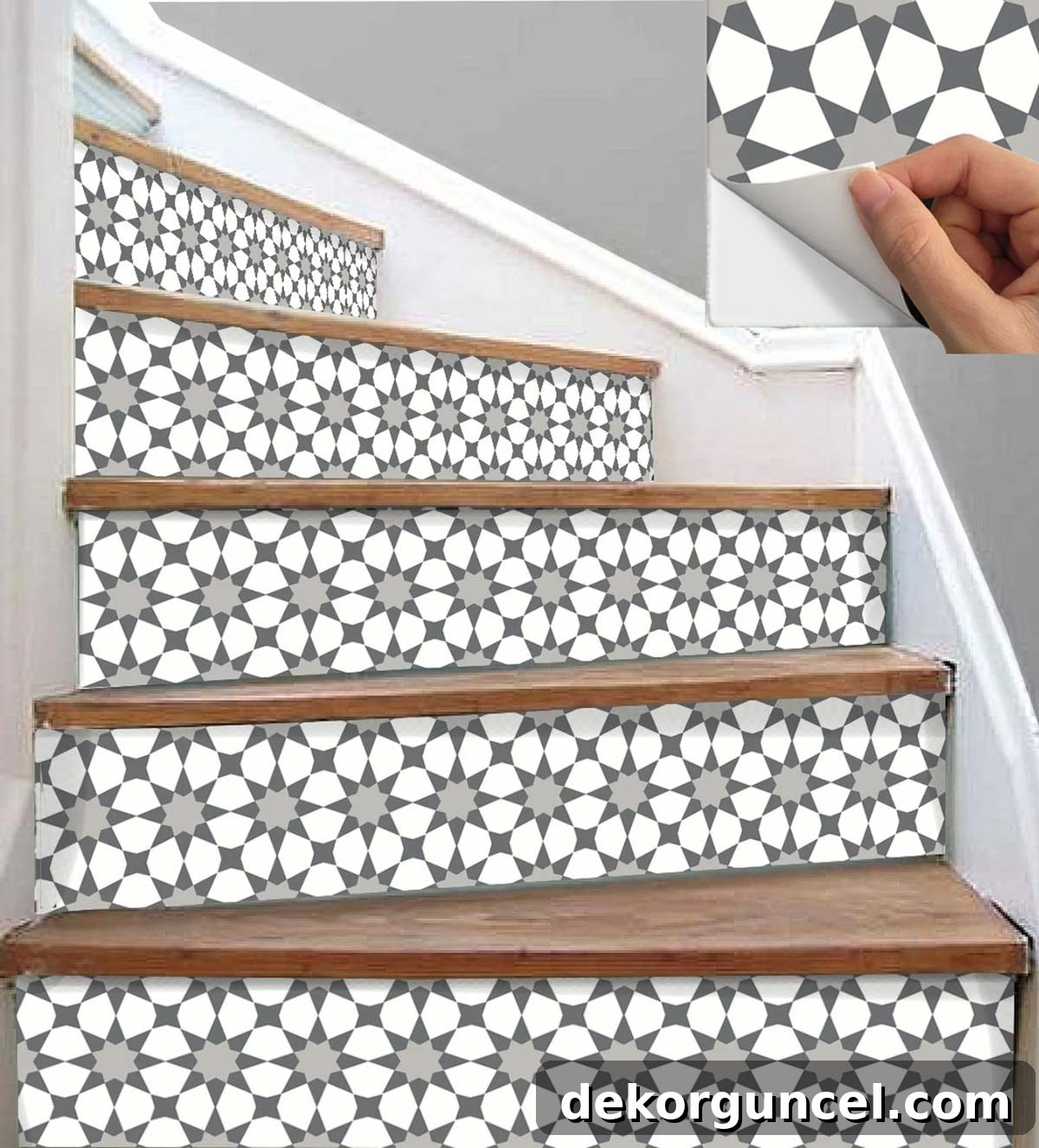 Patterned stair risers