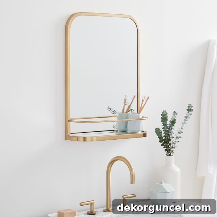 Love this combination mirror and shelf - one of my favorite bathroom mirror ideas!