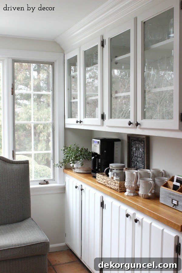 Kitchen bar area with coffee station and family charging station