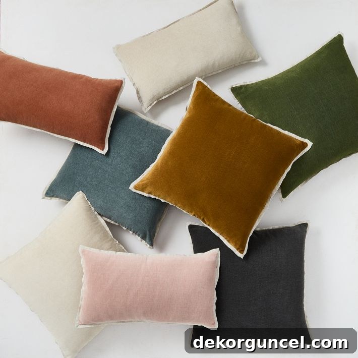 Velvet pillows in fall colors