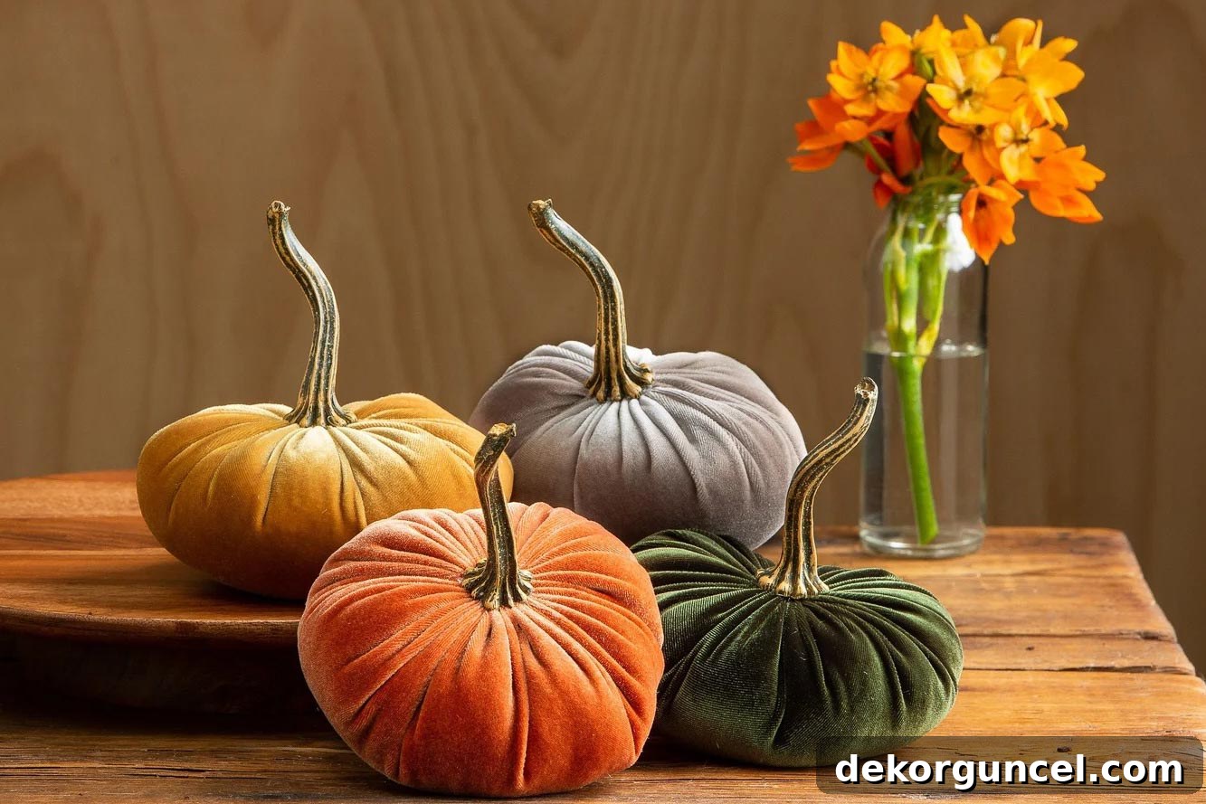 Gorgeous velvet pumpkins - perfect for fall decor!