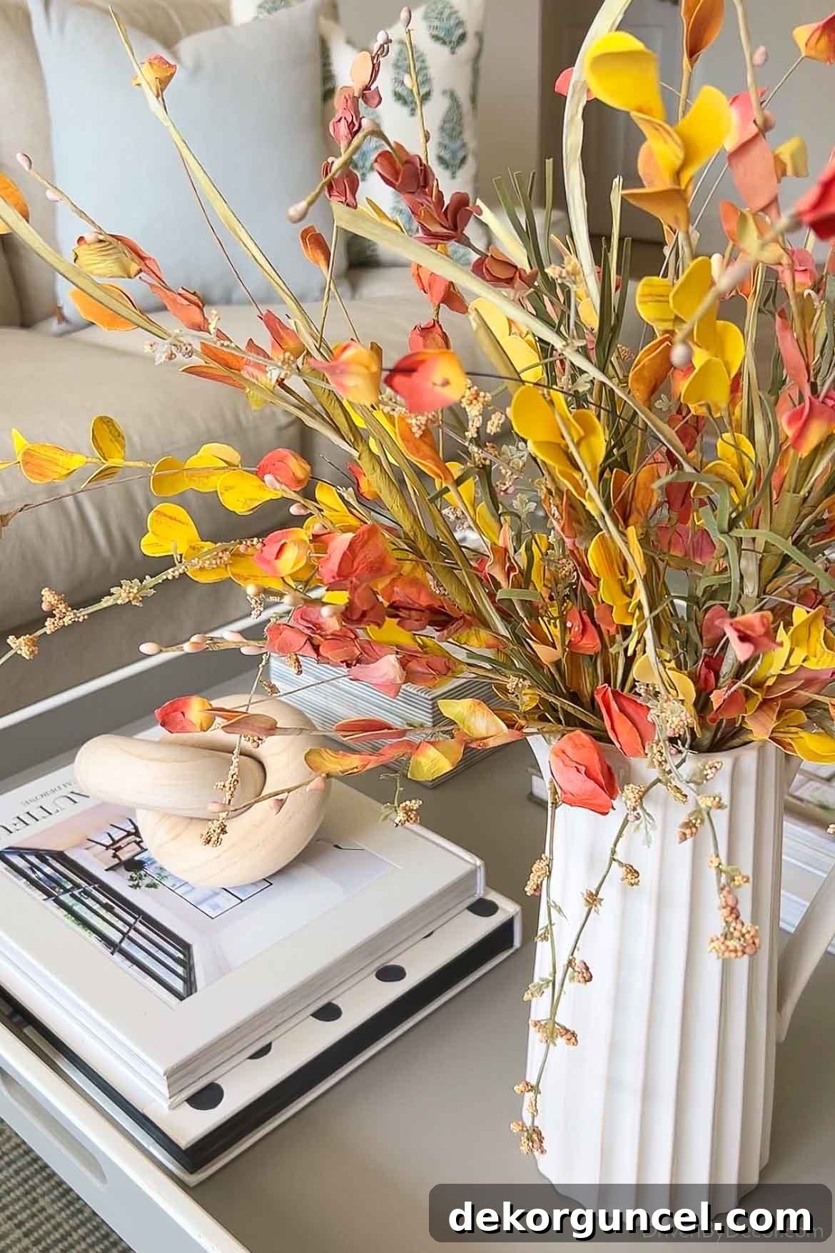 Faux fall wildflowers as fall decor