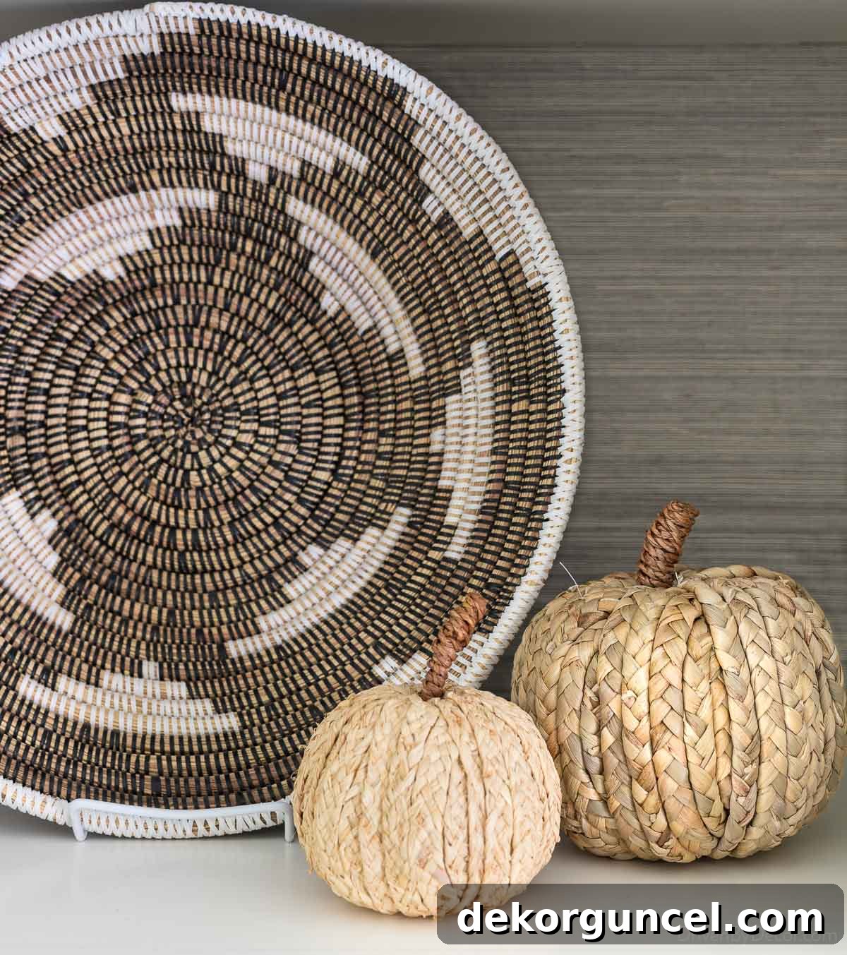 Woven pumpkins for fall decor