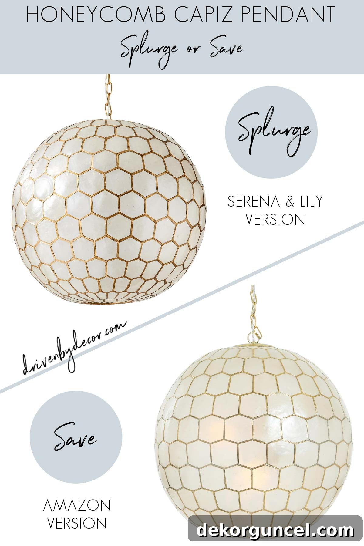 Look for less capiz chandelier vs. the splurge version, showcasing affordable elegance