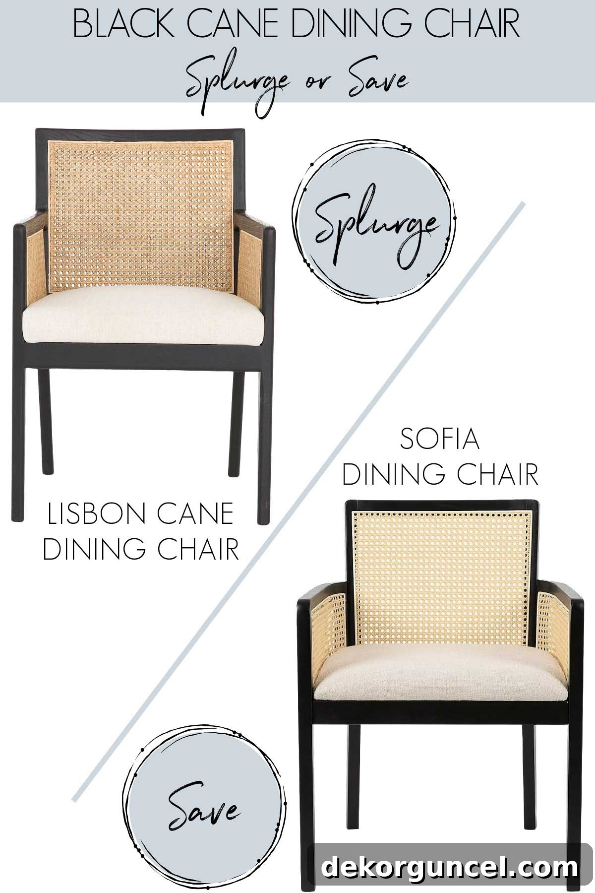 Designer looks for less version of a black cane dining chair, offering affordable sophistication