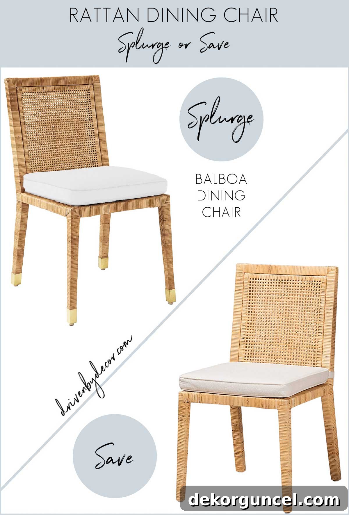 Rattan chairs in a save and look for less version, offering natural style for dining