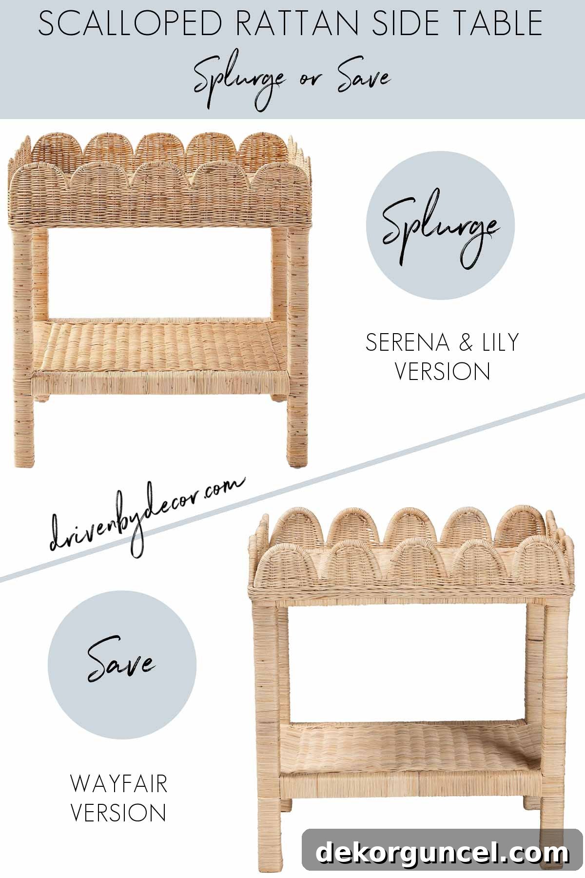 Look for less version of scalloped side table, offering affordable luxury