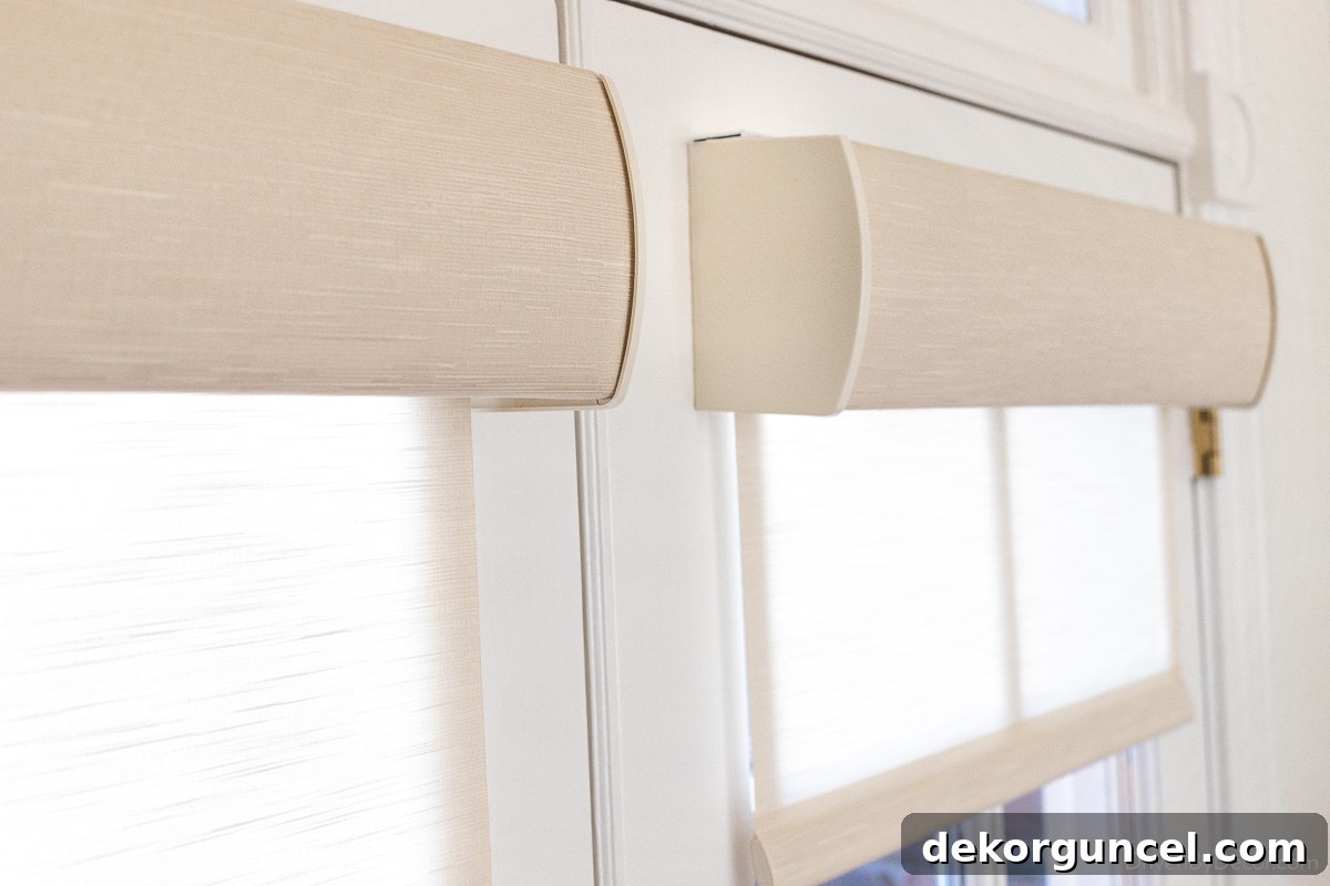 My Serena Smart Shades and Caséta by Lutron Smart Lighting System: My Integrated Smart Home Experience 3 Close-up of Serena Smart Shades with Harbor Sand fabric and fabric-wrapped fascia