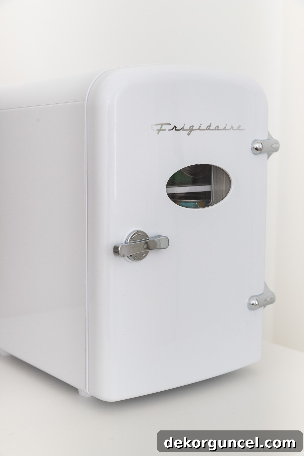 Stylish white retro mini fridge, a luxurious guest bedroom idea
