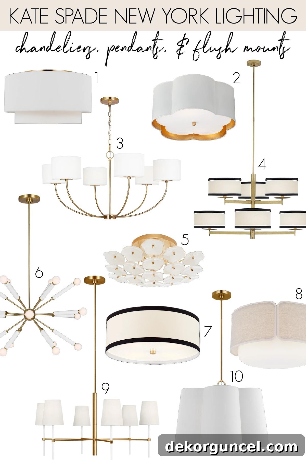A selection of beautiful bedroom ceiling lighting options, including pendants, flush mounts, and chandeliers, designed to enhance any space
