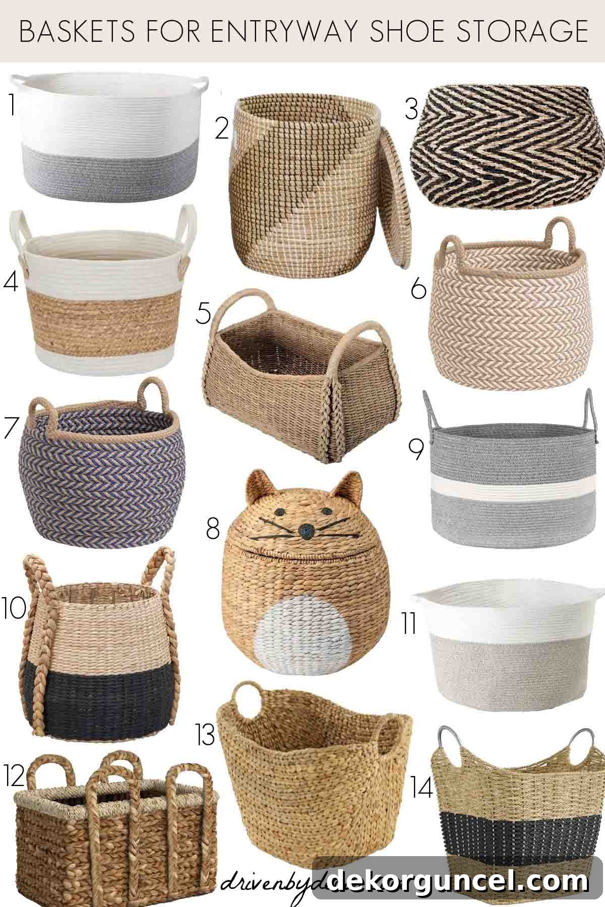 Smart Entryway Shoe Storage Solutions 3 Selection of decorative baskets ideal for entryway shoe storage