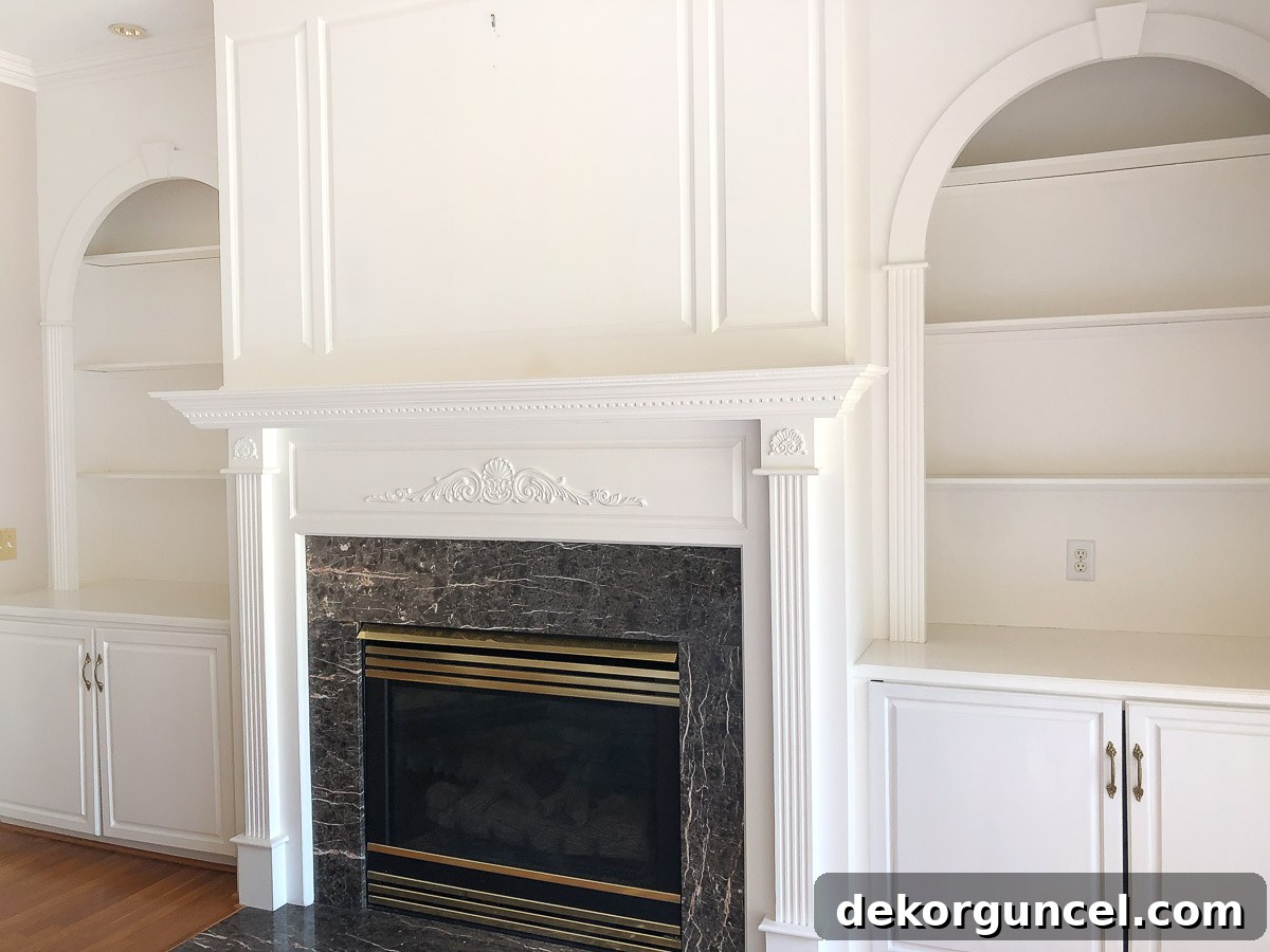Fireplace TV Mounting Your Guide to Success 2 Living room fireplace with bookcases on each side before renovation