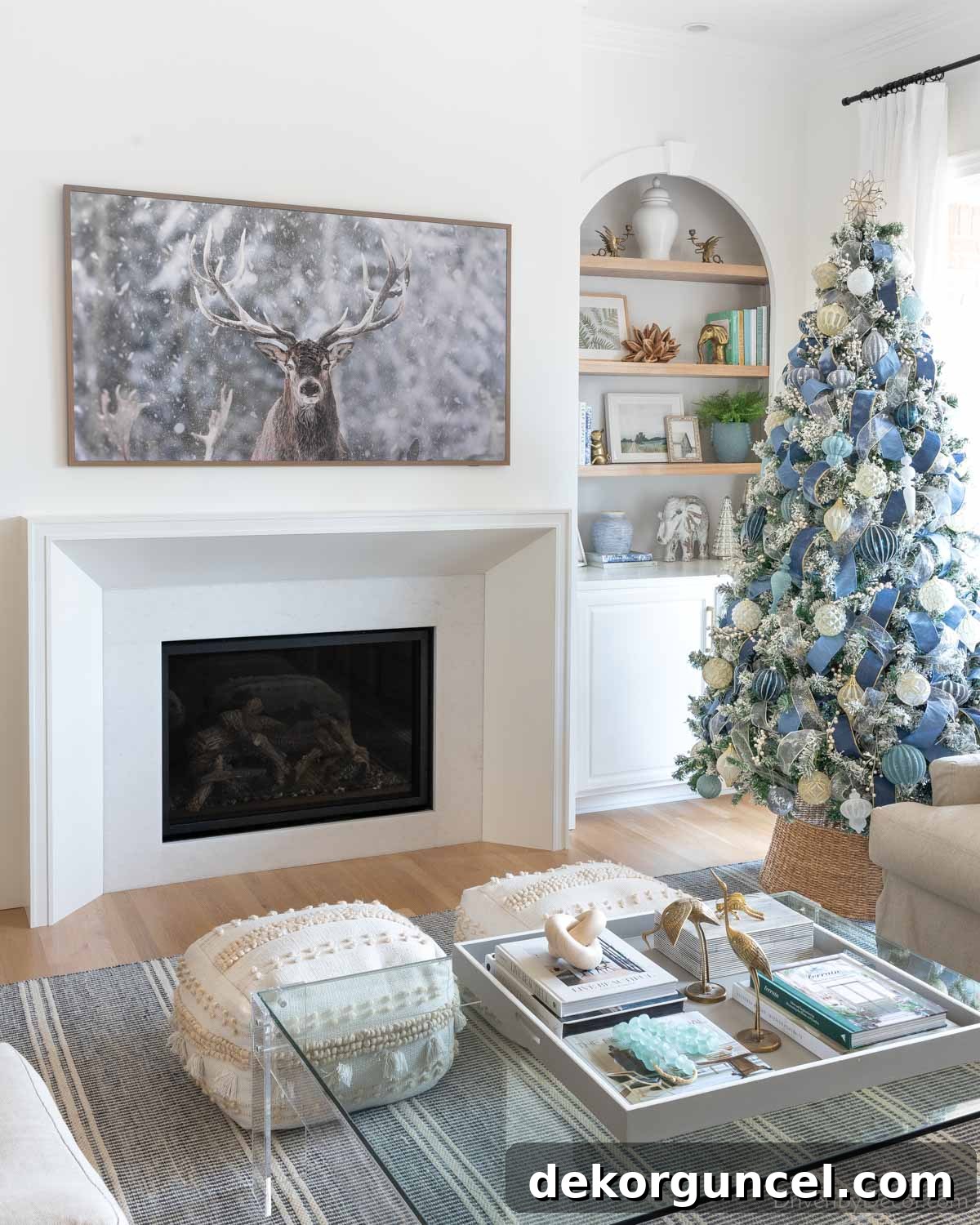 Fireplace TV Mounting Your Guide to Success 11 Winter art with deer in snow on Frame TV