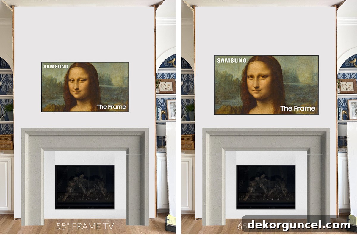 Fireplace TV Mounting Your Guide to Success 5 Two sizes of TVs above the fireplace