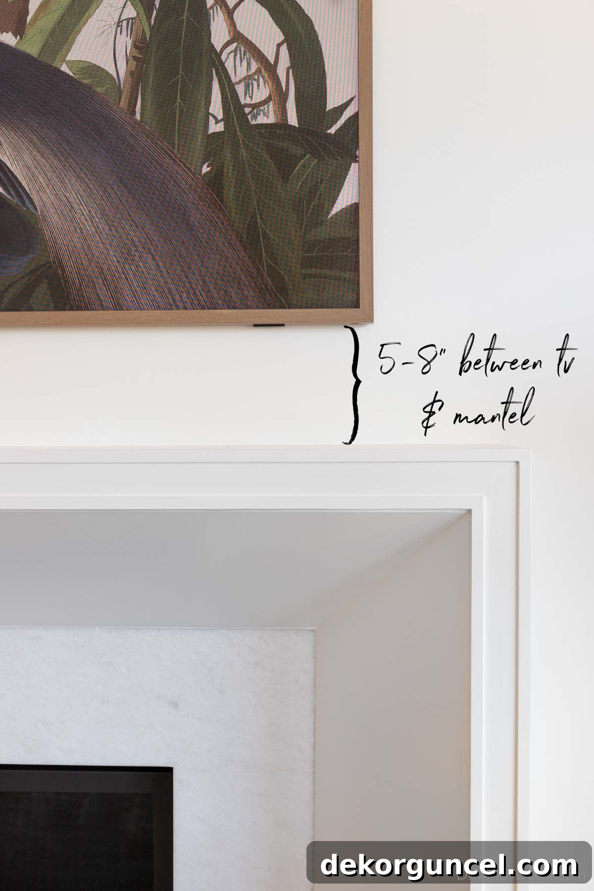 Fireplace TV Mounting Your Guide to Success 6 How high to hang TV above fireplace - 5-8"