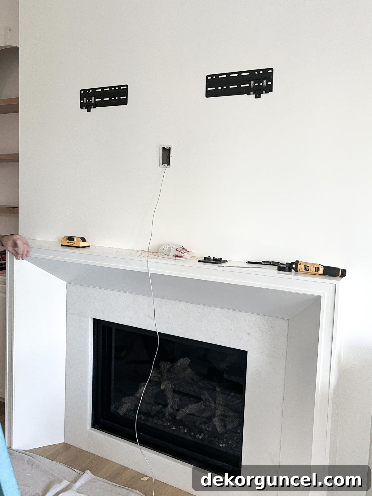 Fireplace TV Mounting Your Guide to Success 10 Fireplace wall prepped for hanging frame TV