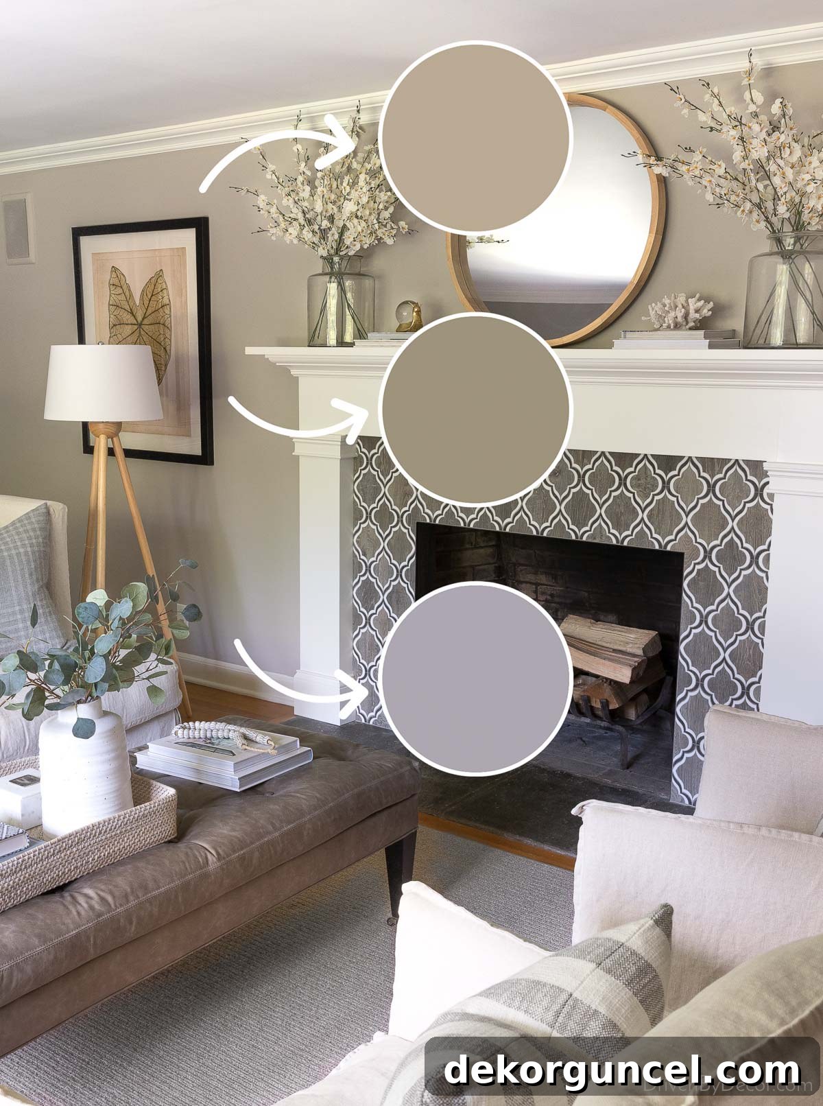 The same paint on three different spots on the wall, showing how different the color is